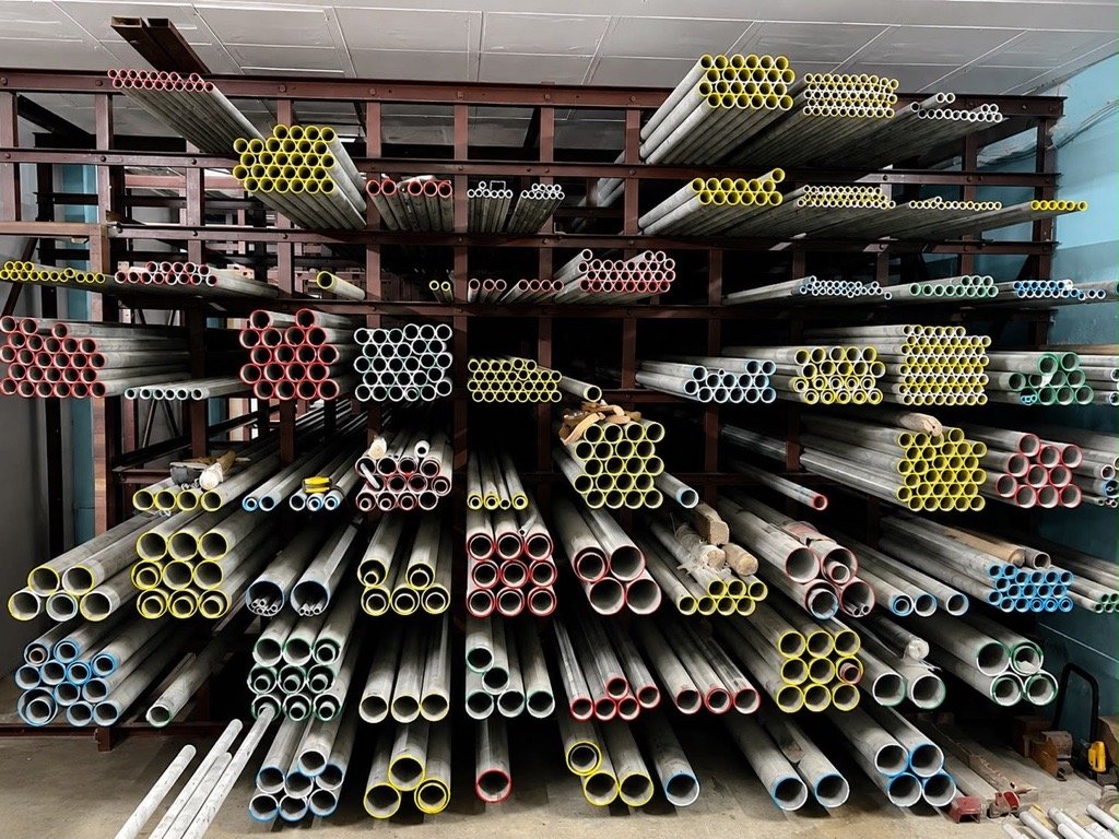 Steel tube stock ready for dispatch
